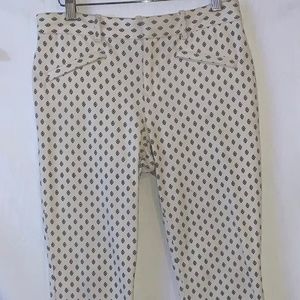Gap Pants Women’s Off-White Geometric Skinny Leg Front Zip Cotton -Size 4R